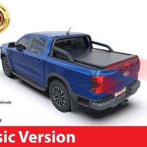 Tessera Roll+ Laderaumabdeckung Rollverdeck "Basic" manuell für FORD Ranger T6.2 P703 2023+ D/C (double cab) mit OEM Überrollbügel TESS 14060 ROLL black matt 